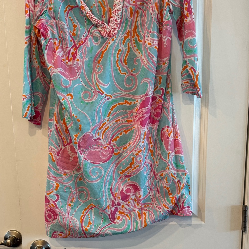 Lilly Pulitzer Turquoise Pink Orange Swirl Swim Coverup - Picture 2 of 8